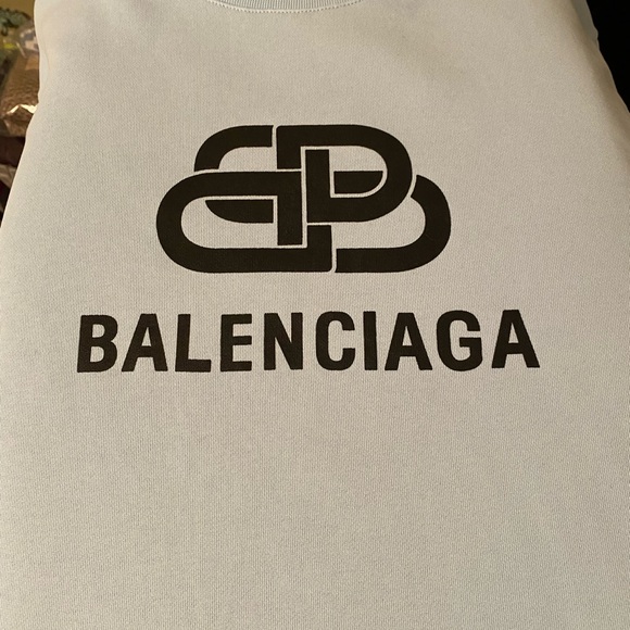 Balenciaga Paris 2020 Wom M Gorgeous Light Blue Logoed French Terry Sweatshirt - Picture 10 of 10